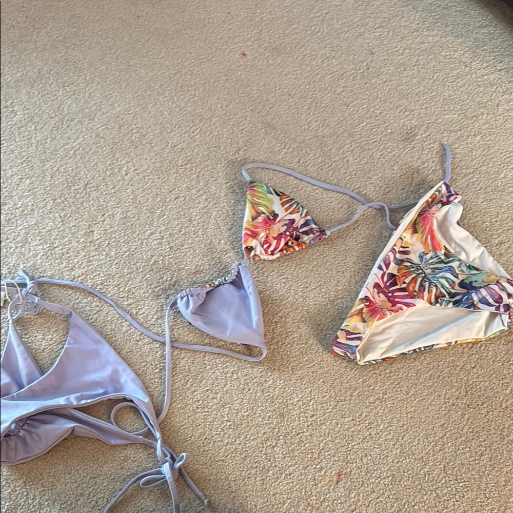 Sandmade 3 piece two tone reversible top bikini set